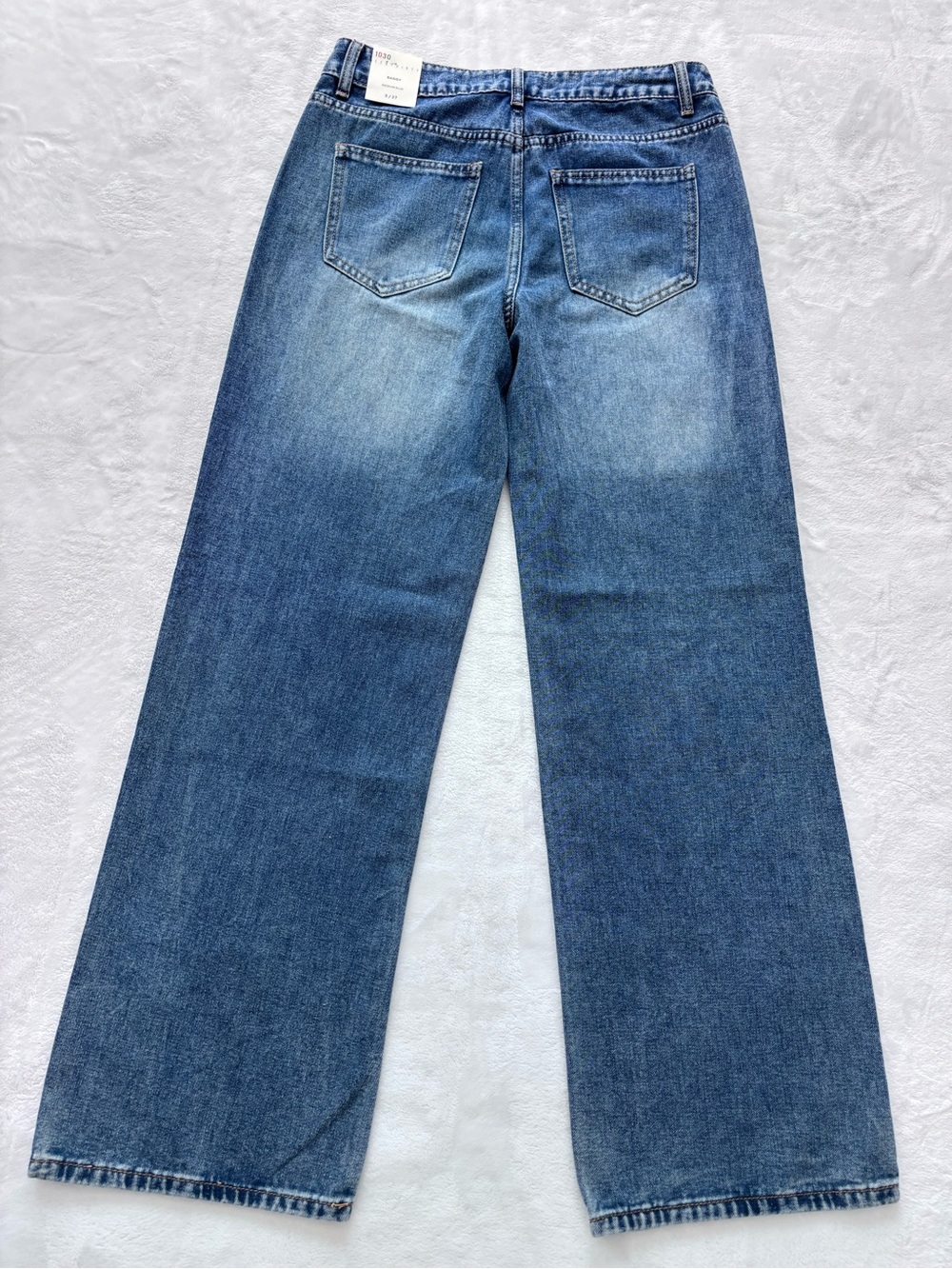 1030 TenThirty Mid Rise Relaxed Baggy Wide Leg Embroidered Blue Jeans--NWT--27 - Picture 10 of 16